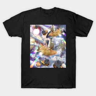 Space Llama Riding Caticorn Unicorn Cat, Guinea Pig Pizza T-Shirt